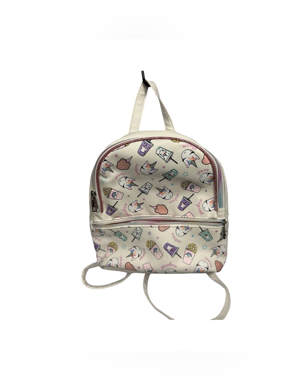 OMG Accessories Miss Gwen’s Unicorn Snacks Mini Backpack - White Sequin Glitter